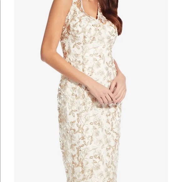 ADRIANNA PAPELL Embroidered Sleeveless Sheath Dress - Picture 3 of 5